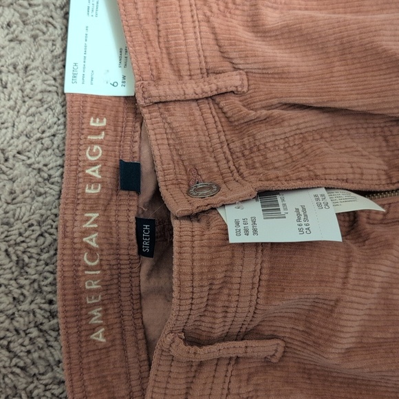 American eagle AE super high rise baggy wide leg size 6 reg pink corduroy pants - Picture 5 of 11
